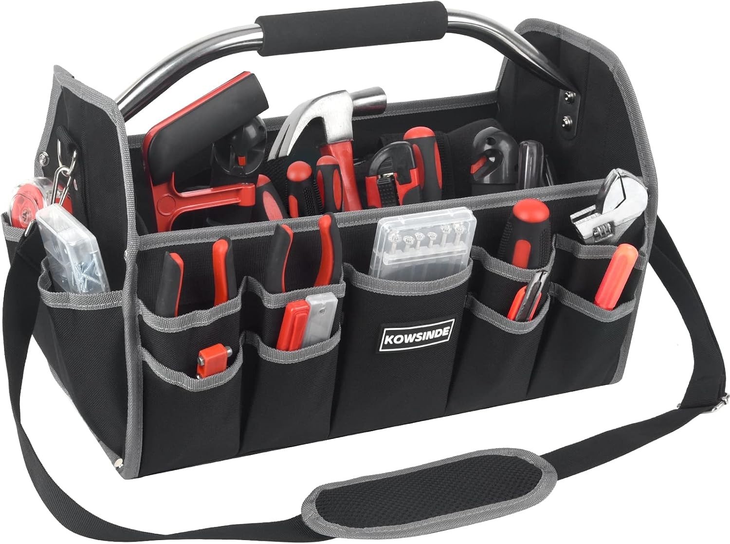 16 Inch Tool Bag, Electrician Tool Bag, Open Top Tool Bags, 26 Pockets Can Ho…