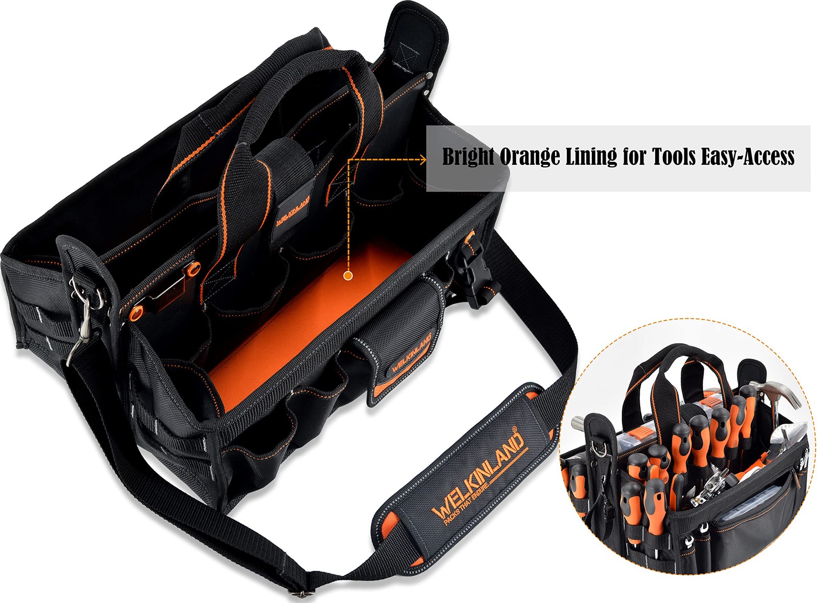 19-POCKETS Tool tote, Tool bag organizer, Electrician tool bag, HVAC tool bag,