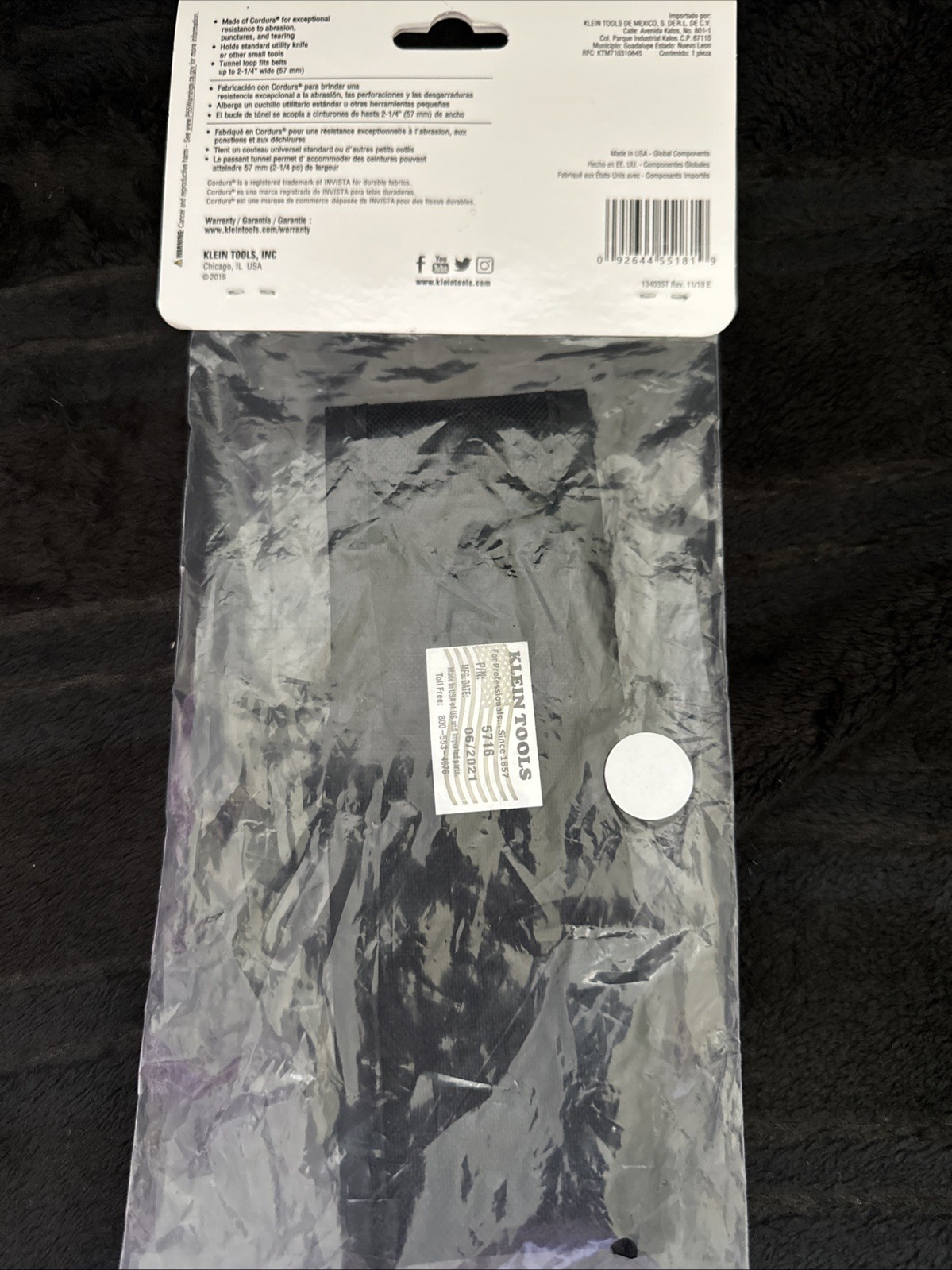 Klein Tools 5716 PowerLine Black Nylon Utility Knife Holder New Sealed
