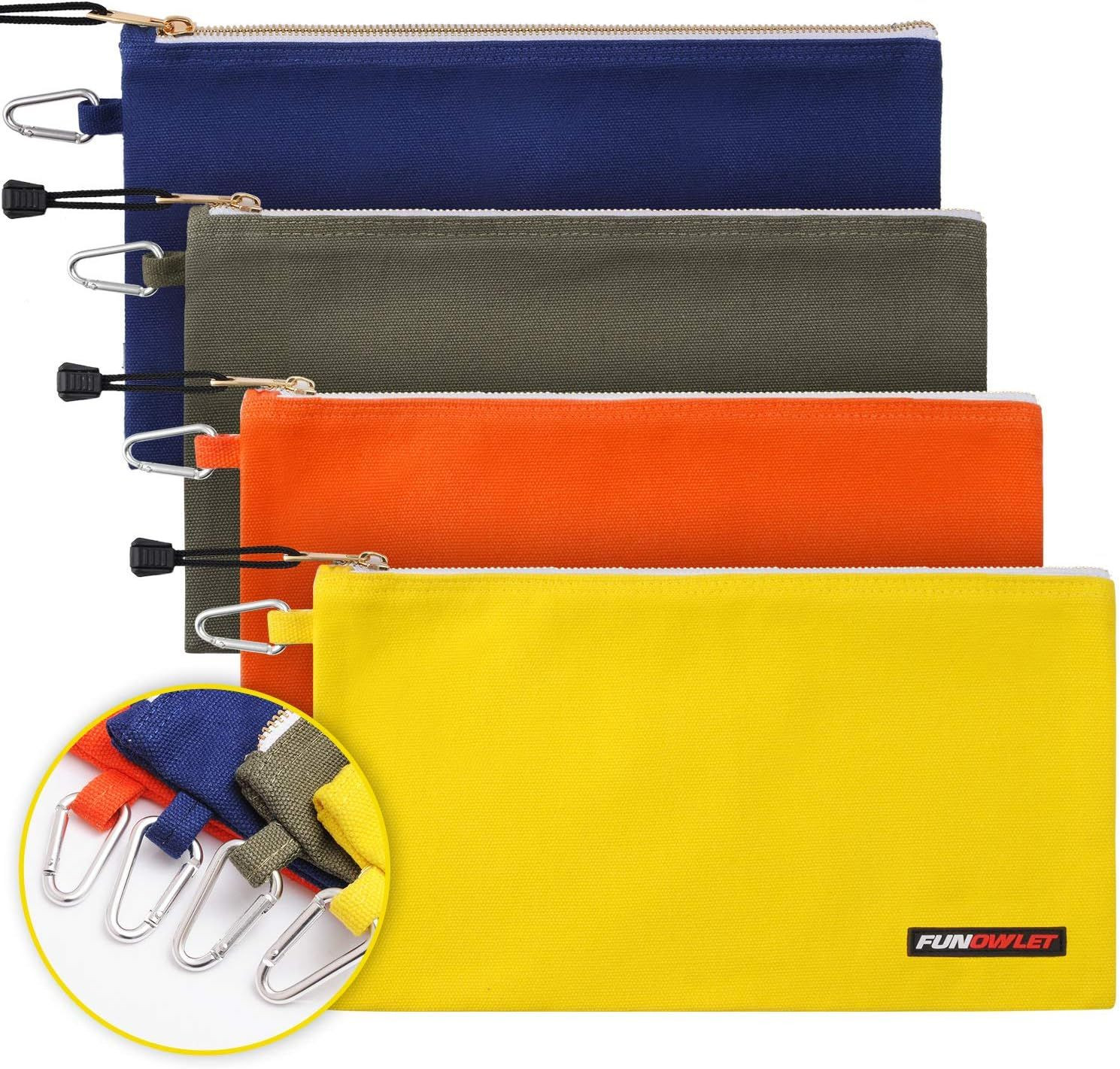 FunOwlet Utility Canvas Zipper Tool Bag ONE SIZE, Olive, Orange, Blue, Yellow