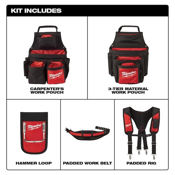 Milwaukee Tool 48-22-8120 Contractor Work Belt W/ Suspension Rig