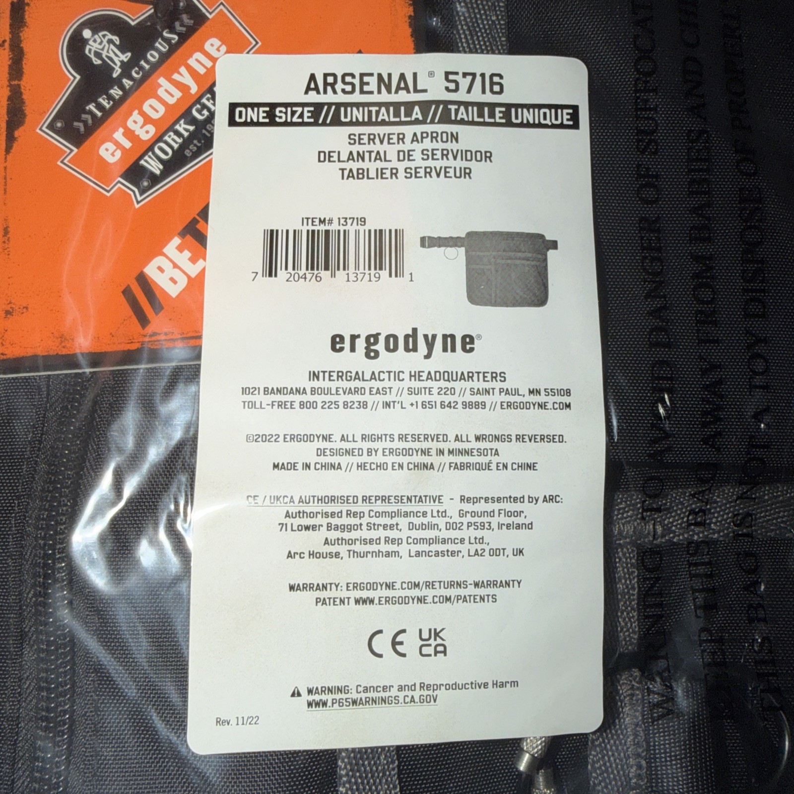 Ergodyne 5716 Pouch, Tool Pouch, Black, Mesh, 5 Pockets