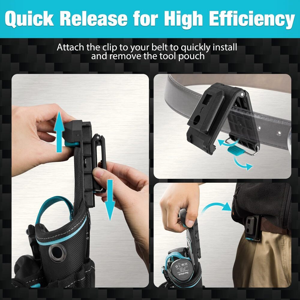 DuraTech Large Drill Driver Holster Drill Holder w/Side Bit Pockets Holder Strap