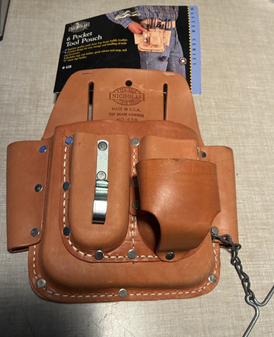 Nicholas Top Grain Cowhide 6 Pocket Tool Pouch Made In The USA