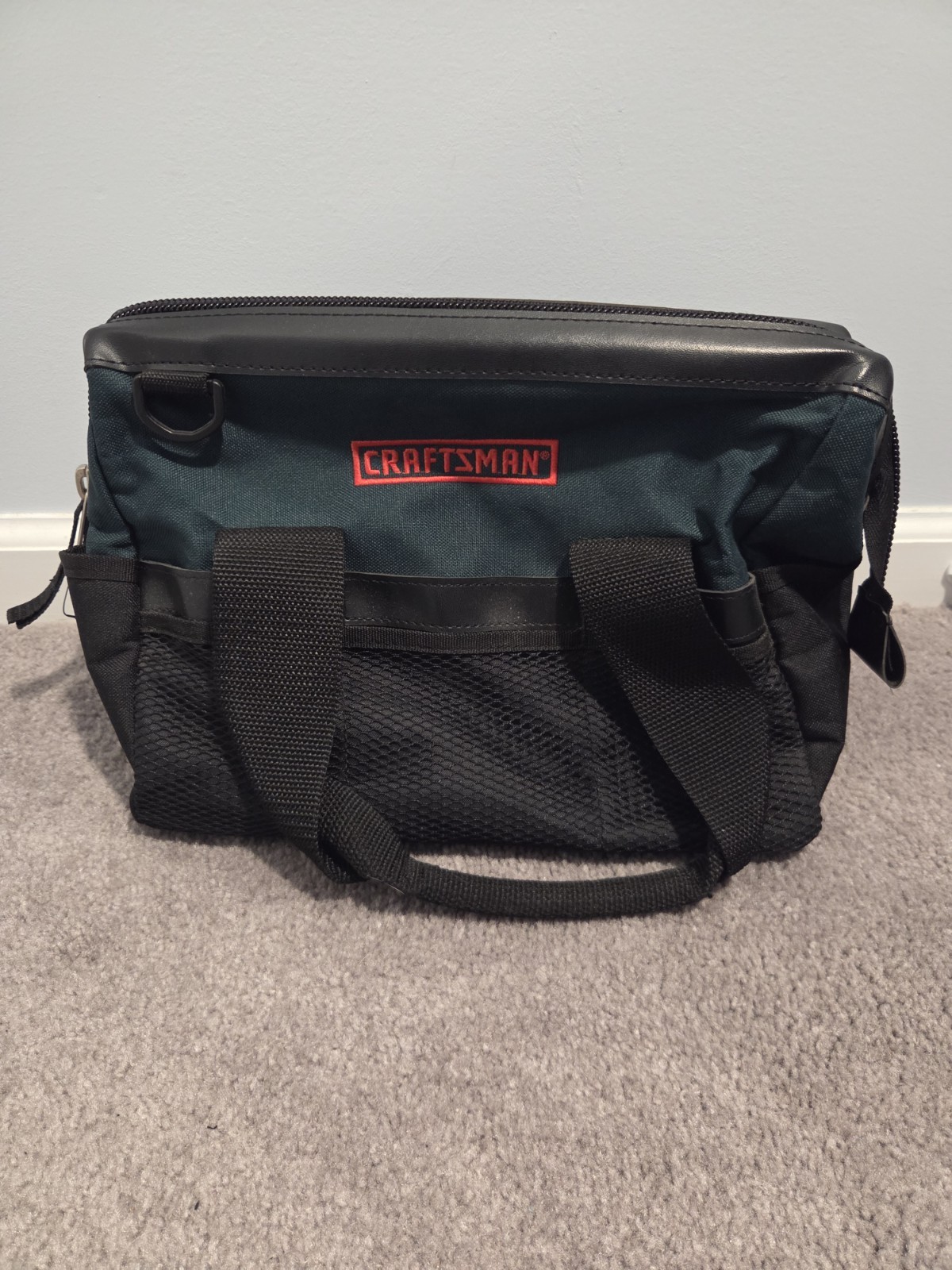 Craftsman 12″ Wide Mouth Accordion Style Zippered Tool Bag 12″x9″x7″ Green Black