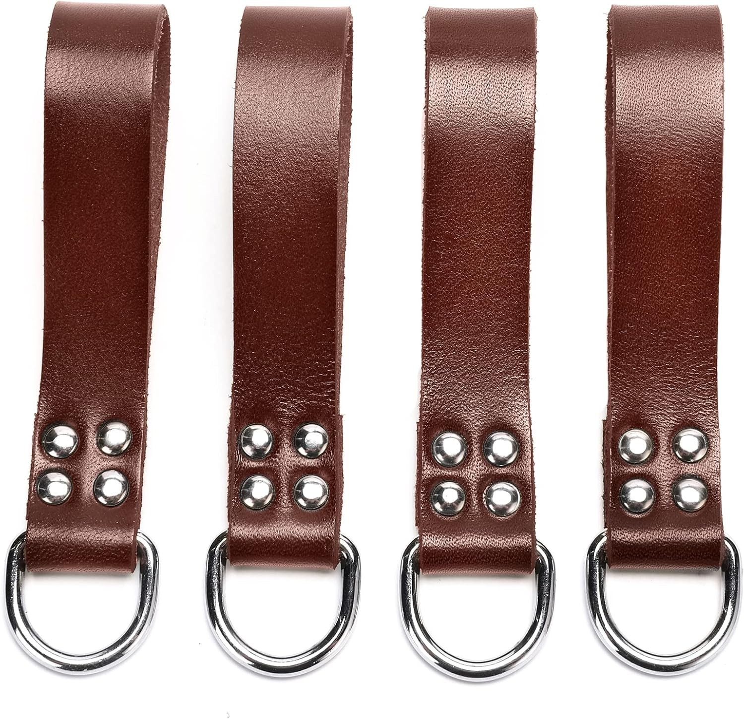 4-Piece Heavy Duty Leather Tool Belt Connectors Set – Universal Fit in Brown