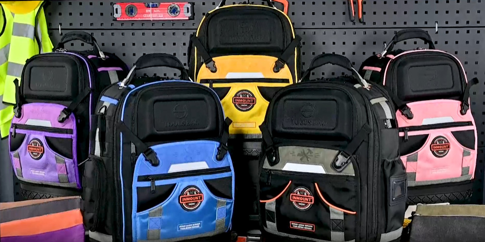 Heavy Duty Tool Backpack for Men, Durable 1680D Organizer with Molded Base & Loc
