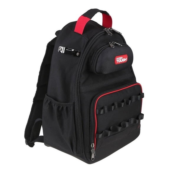 Hyper Tough Black Tool Backpack with Pockets and Loops, Portable Tool Storage