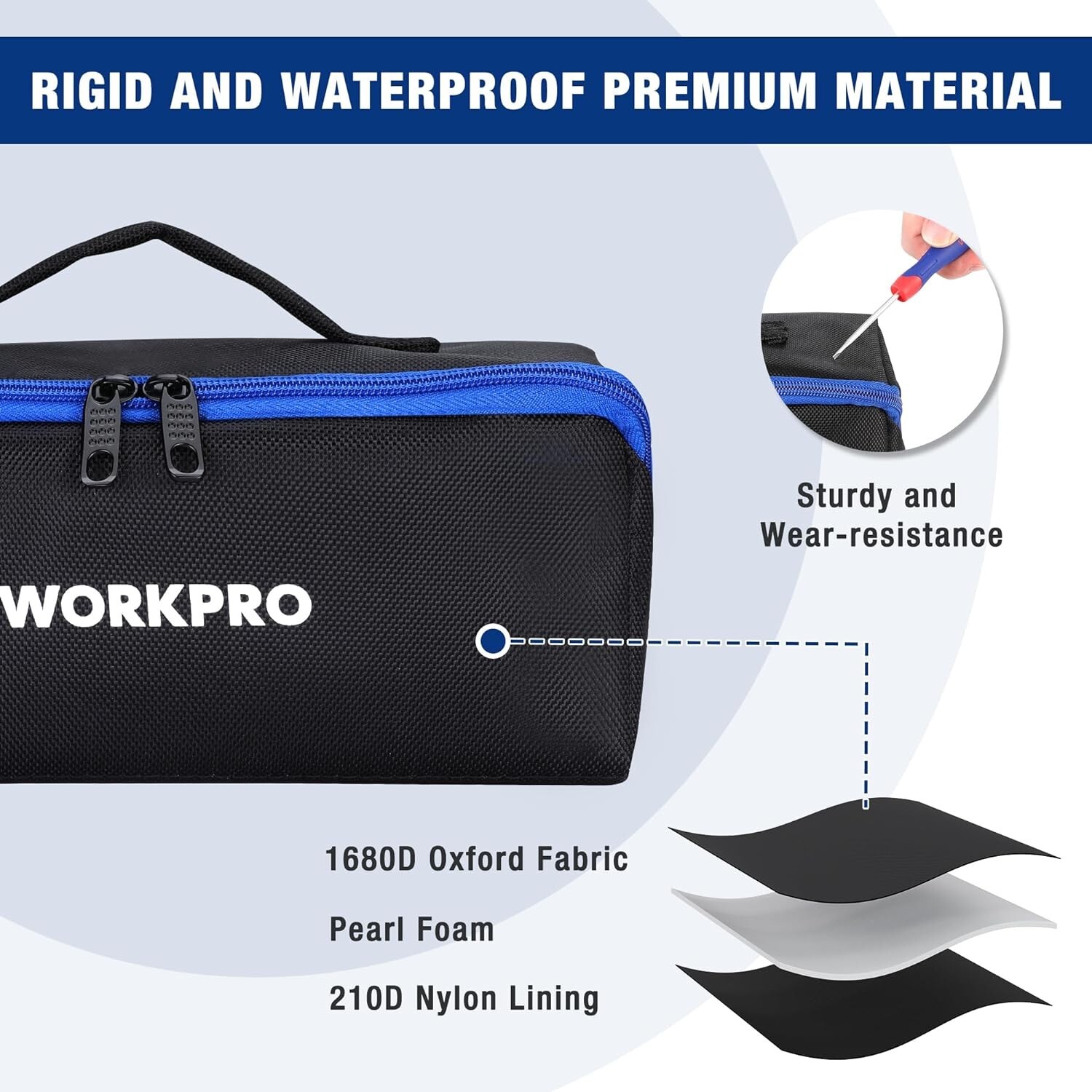 WORKPRO 10″ Wide Mouth Utility Tool bag with Zipper 3-pack Multipurpose NEW