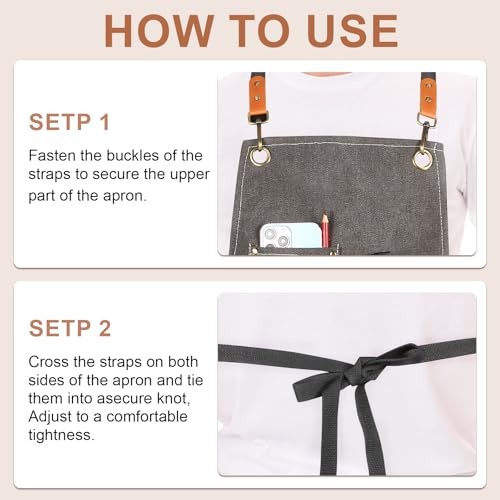 Men’s Canvas Tool Apron, Heavy Duty Multi-Pocket Work Apron for Dark Grey