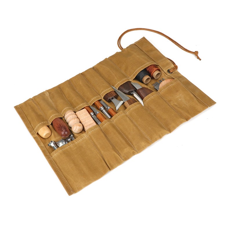Tourbon Tools Pouch Roll Up Organizer Compact Carving Knife Holder Brown Durable