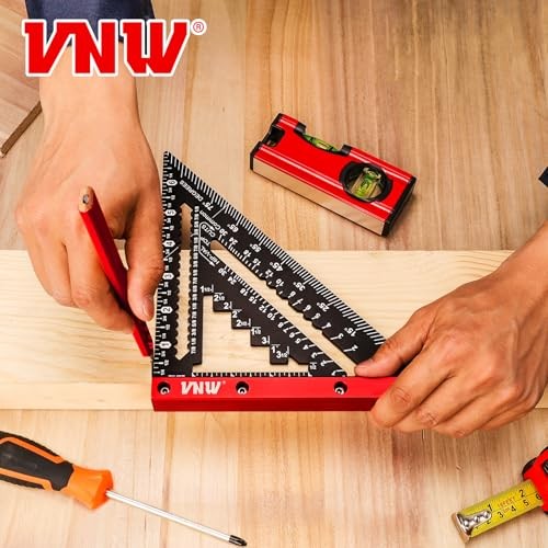 VNW 7inch Rafter Square with Carpenter Pencil, 1/8″ 7-inch Black with Bag