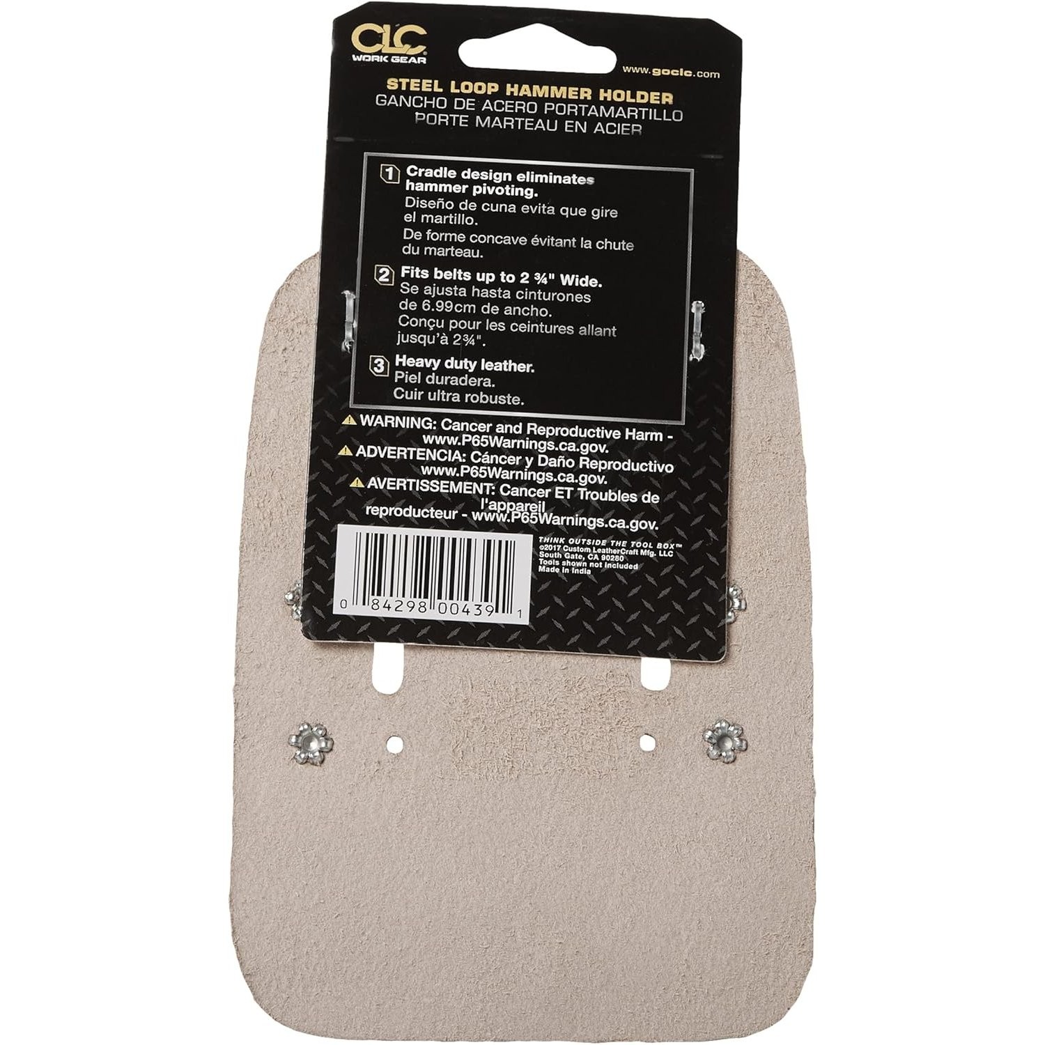 Durable Hammer Holder for Tool Belt Heavy Duty Steel Cream White Leather