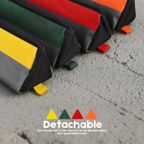 Heavy Duty Roll Up Tool Bag Oxford Fabric Waterproof 4 Detachable Pouches