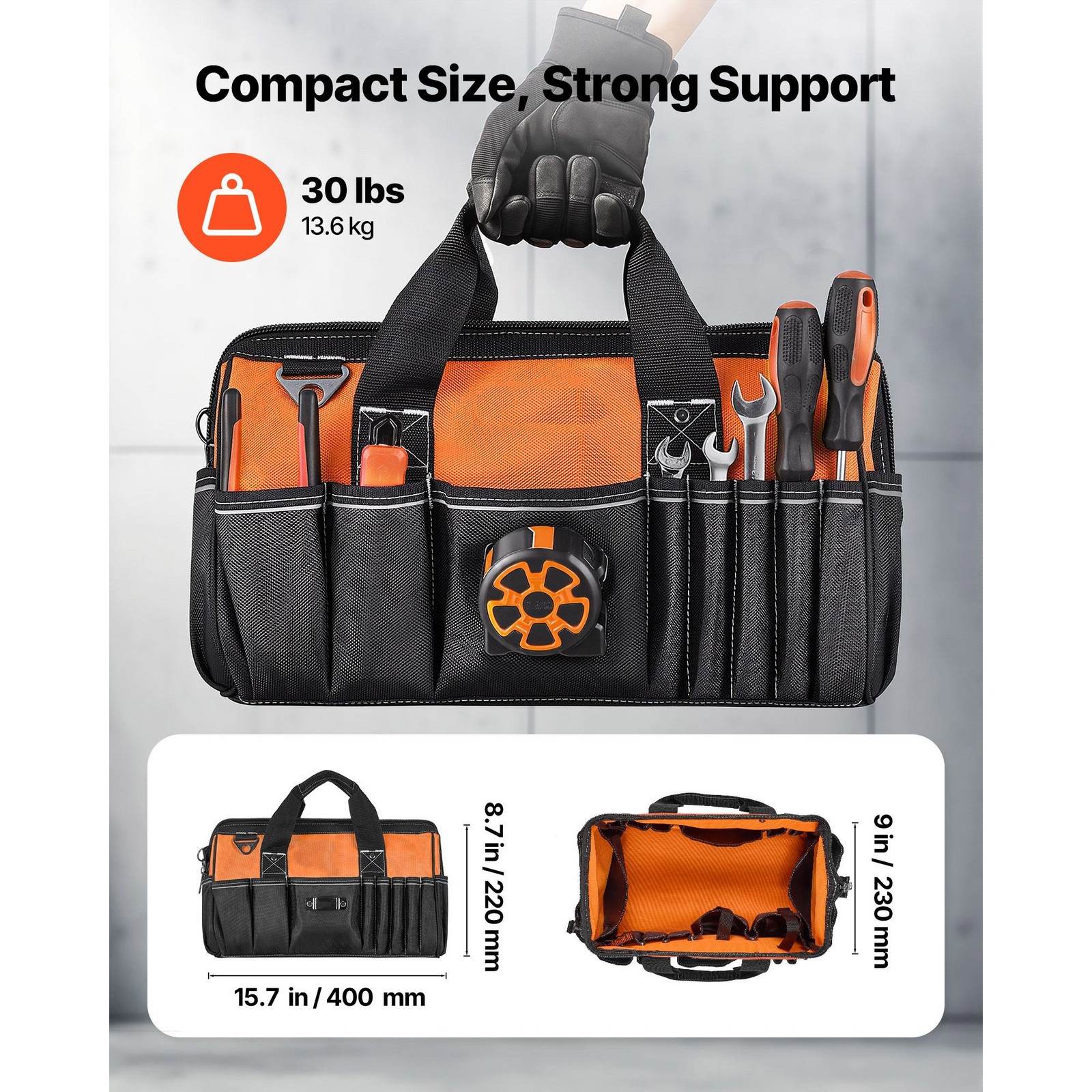 1680D Tool Bag 33 Pockets 50lb Capacity Slip Resistant Feet