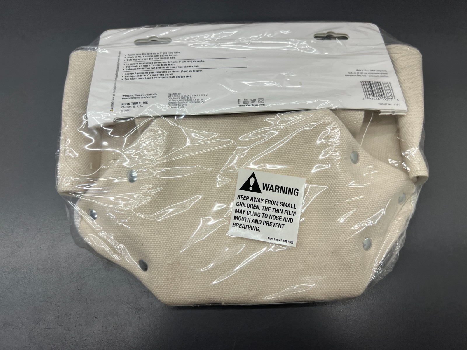 NEW KLEIN TOOLS 5416T TOOL BAG BULL-PIN BOLT POUCH CANVAS w/ TUNNEL LOOP – USA