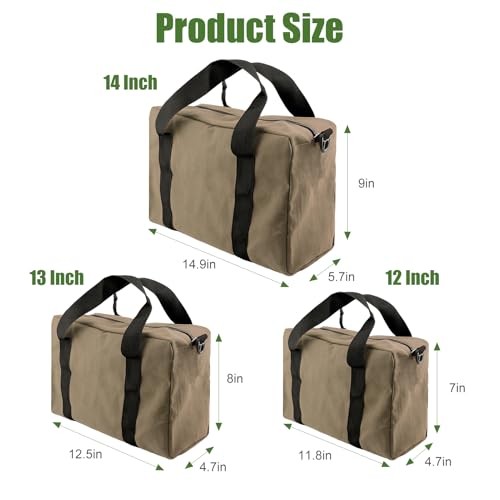 Khaki 12″ Large Wide Mouth Tool Bag – Small Organizer Bag