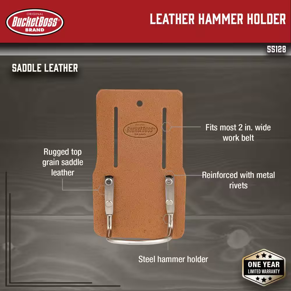 Classic Series Saddle Leather Hammer Holder for Work Tool Belts