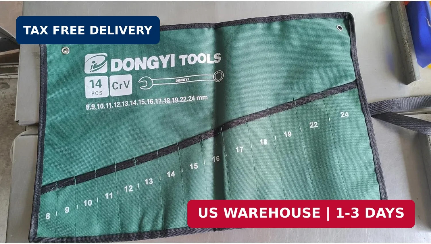 2 Pack Wrench Roll Up Pouch Wrench Set Roll Organizer 14 Pocket Slot Canvas Tool