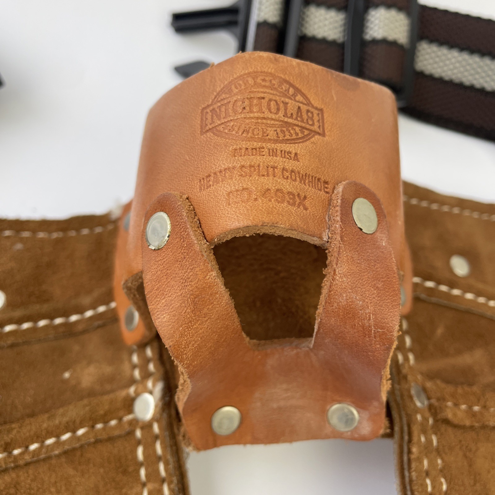 Vintage Nicholas Workgear Heavy Split Cowhide Leather Tool Belt No 493X