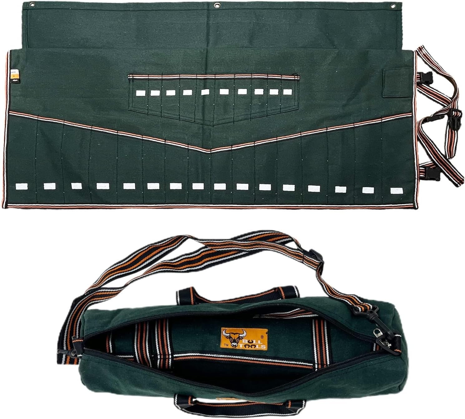 BULL TOOLS Tool Roll Organizer with 26 Pockets for Wrenches, Metric & SAE Durabl