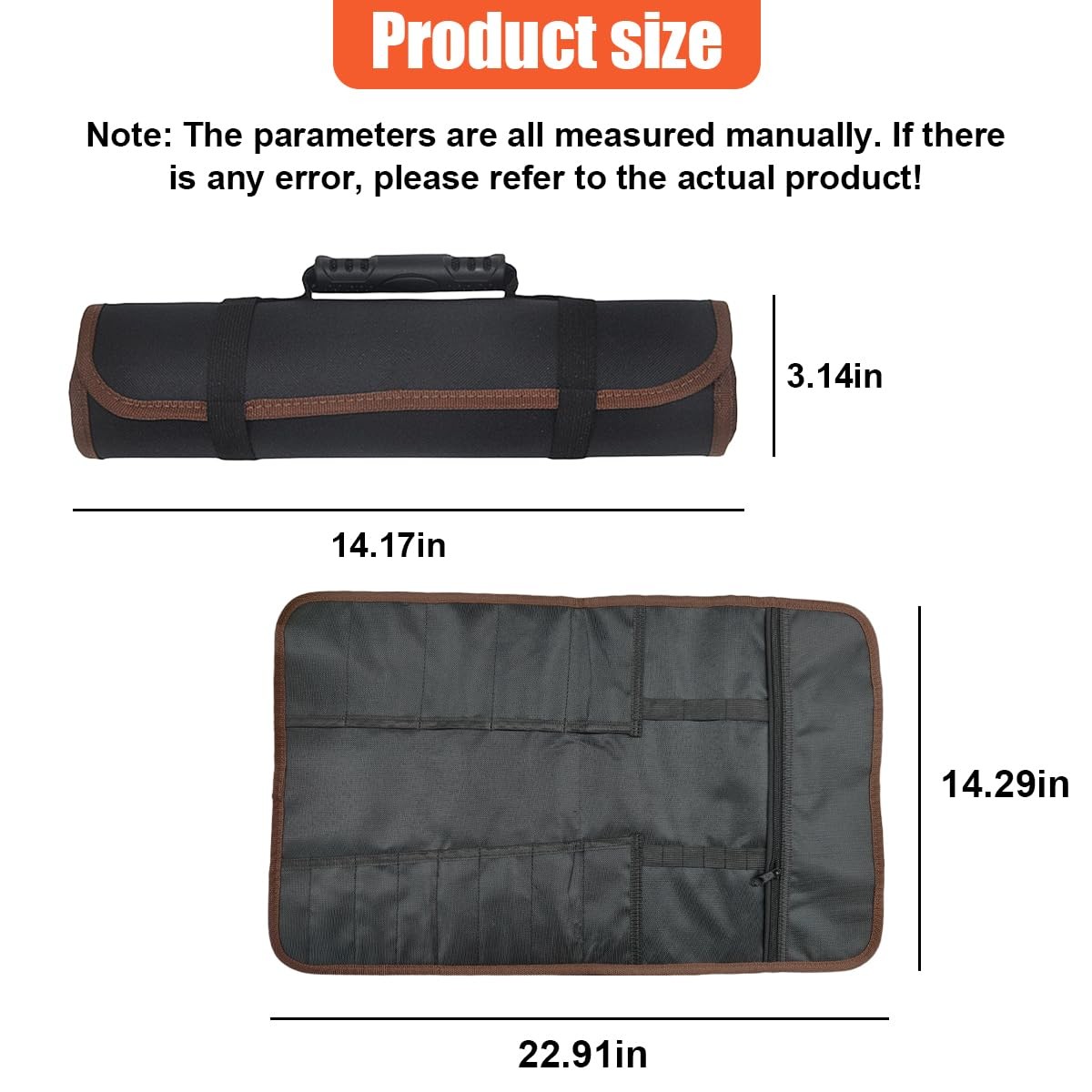 35 Pockets Wrench Rool Up Pouch Bag for Craftwork Handyman Electrician