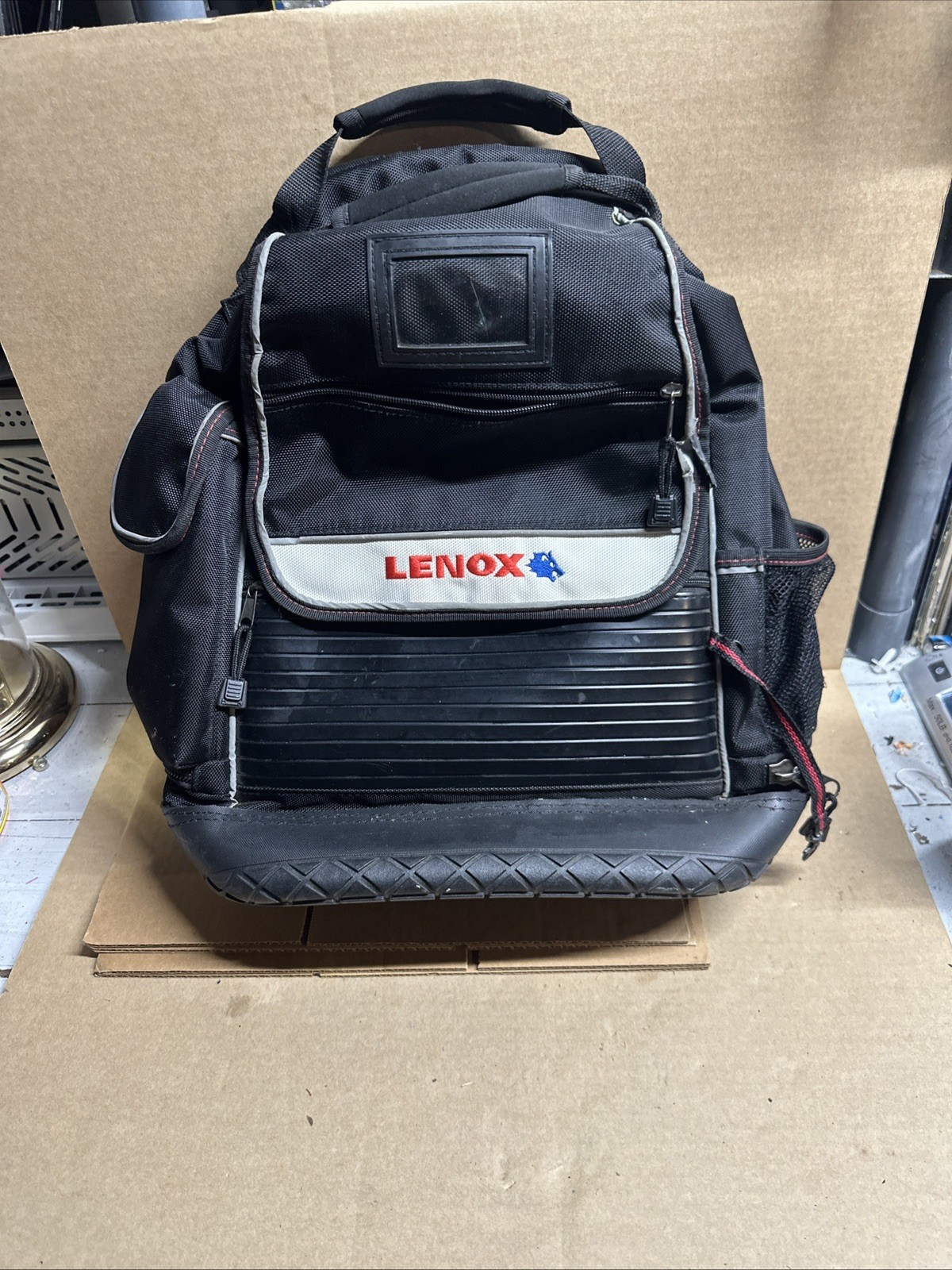 Lenox 30 Pocket Black Ballistic Nylon Backpack Tool Bag Great Used Condition