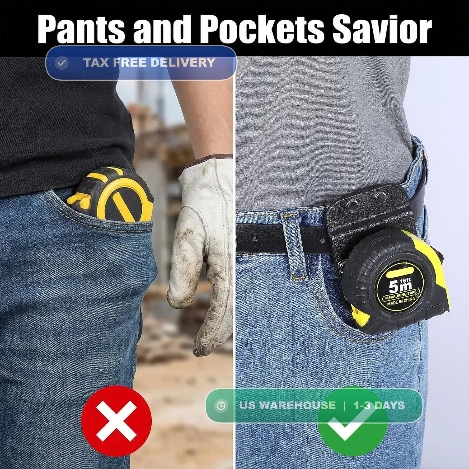 Drill Belt Clip for Tool – Universal Tape Measure Holder & Drill Holder with Qui