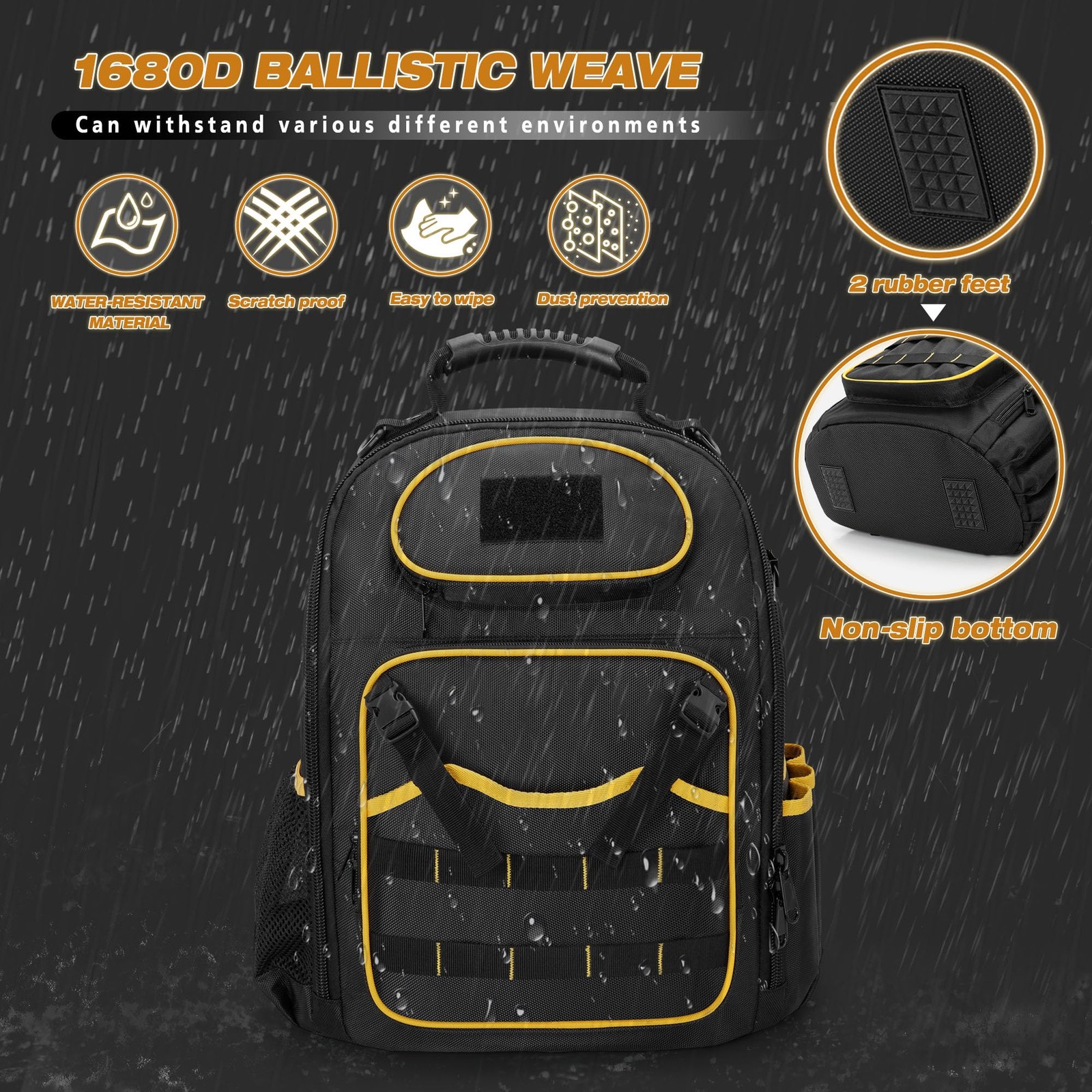 Tool Backpack with a Tool Pouch, Heavy Duty Tool Bag with Multiple Pockets, B…