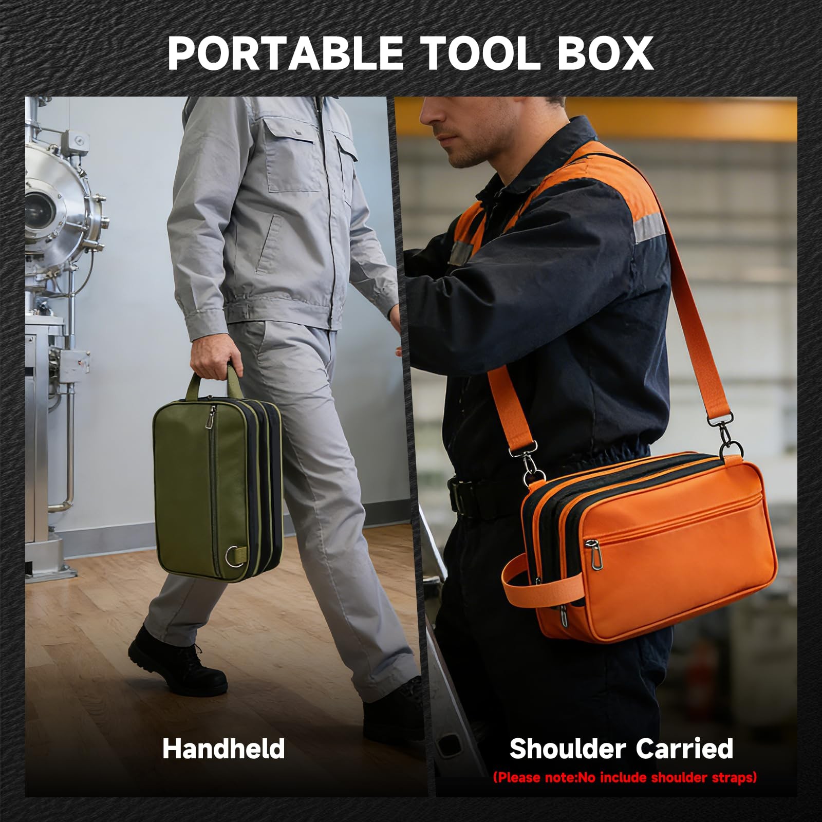 Organizer Tool Pouch – 2 Pack with Zipper Waterproof Utility Orange Green
