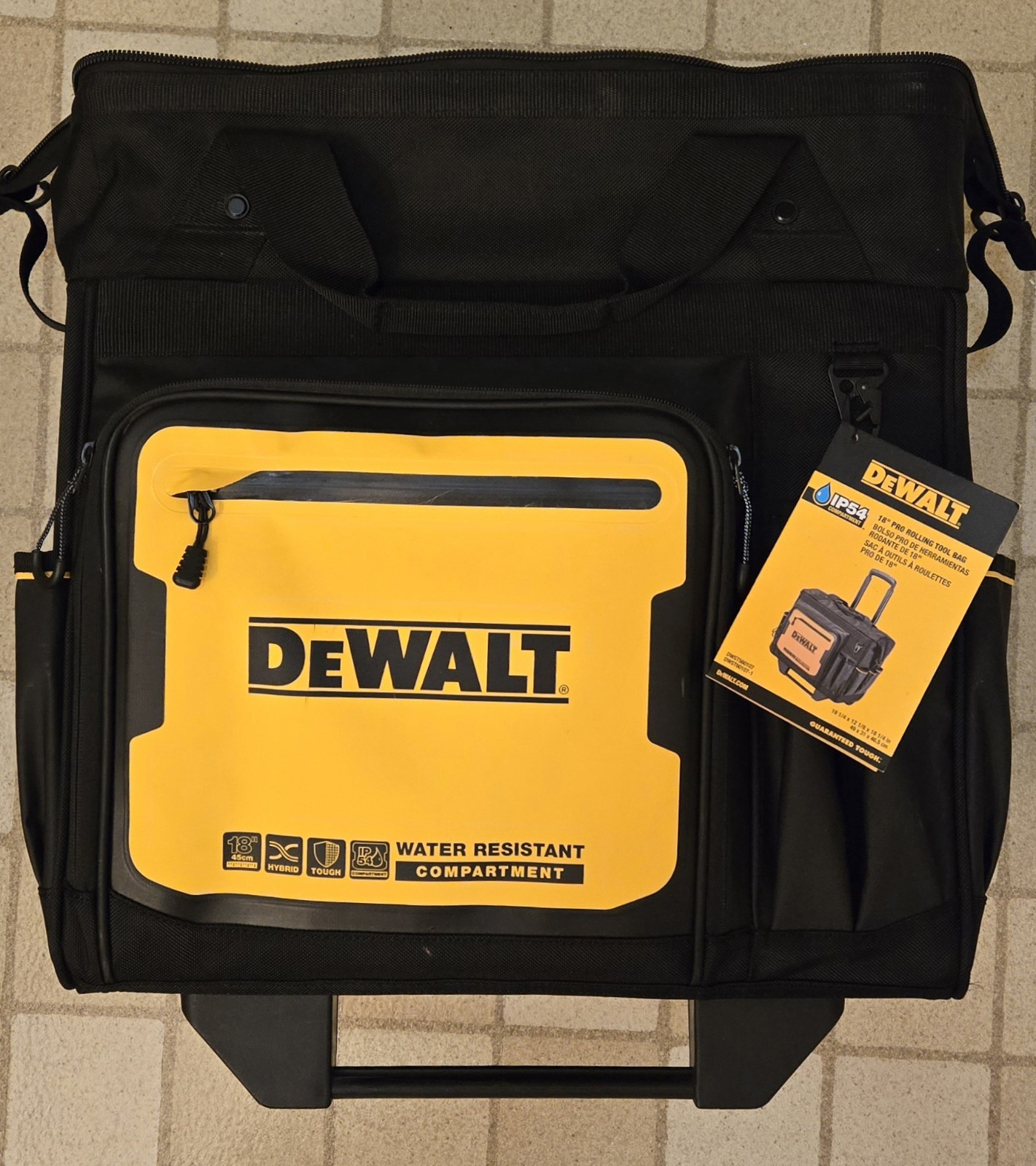 NEW DEWALT 18 INCH PRO ROLLING TOOL STORAGE BAG W/27 POCKETS, (DWST560107)