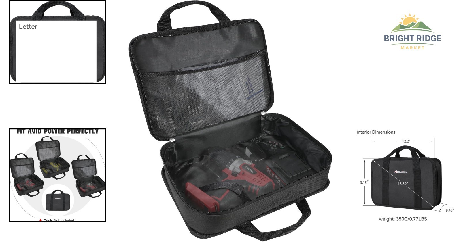 Portable Tool Storage Case with Double Zipper and Non-Collapsible Design