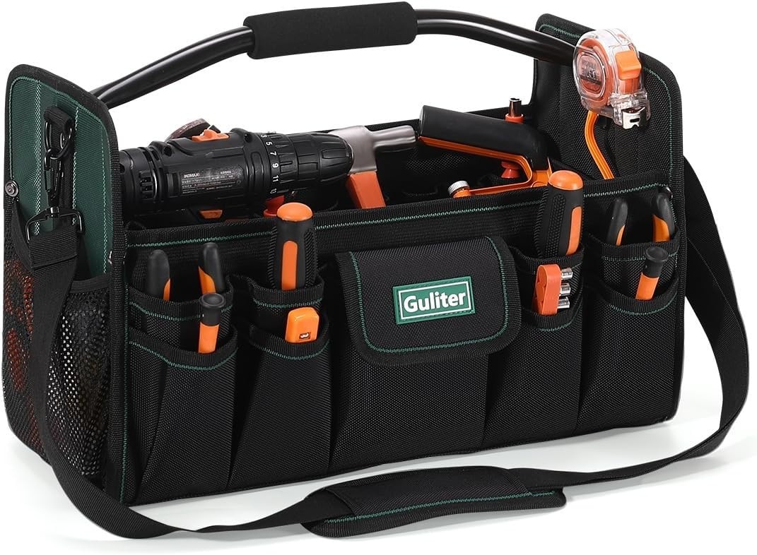 17 Inch Tool Bag,Electrician Tool Bags,Heavy Duty Open Top Tool Tote,31 Pocke…