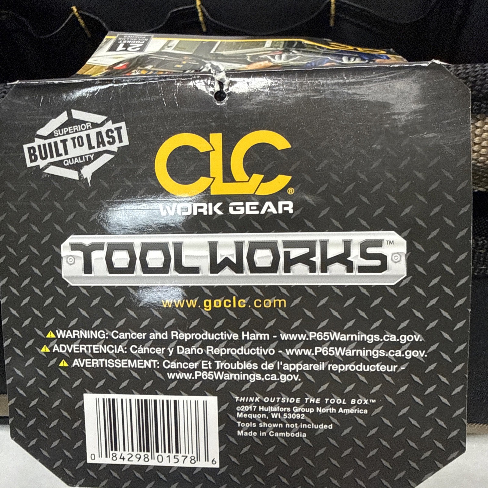 Clc Work Gear 1578 Tool Tote, Black, Polyester, 21 Pockets