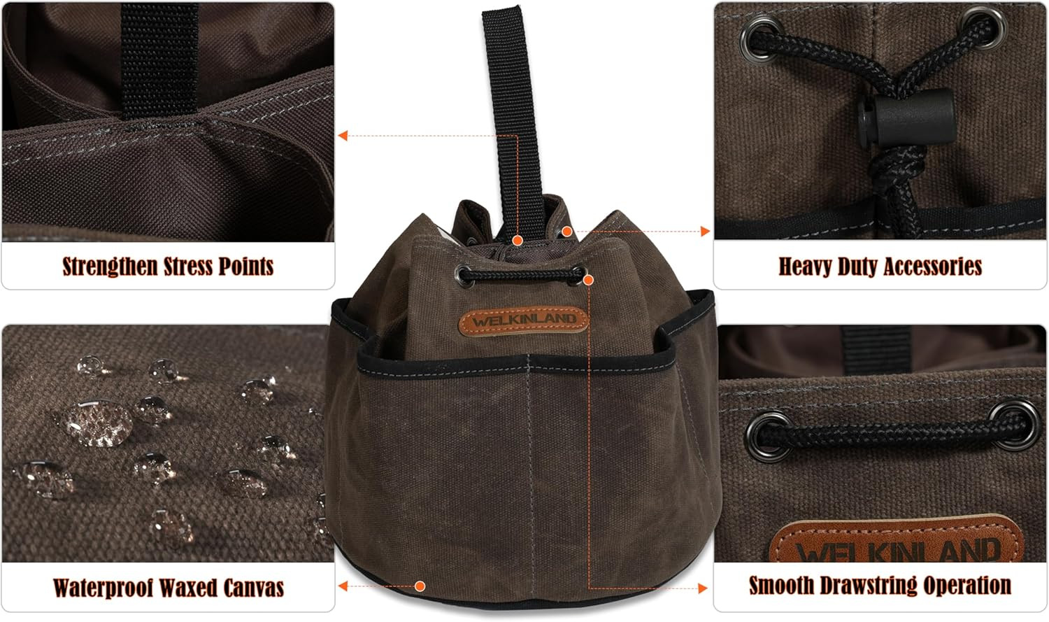 12-Pockets Canvas Screw Bags, Heavy-Duty Screws Pouch, Standup Parachute Tools B
