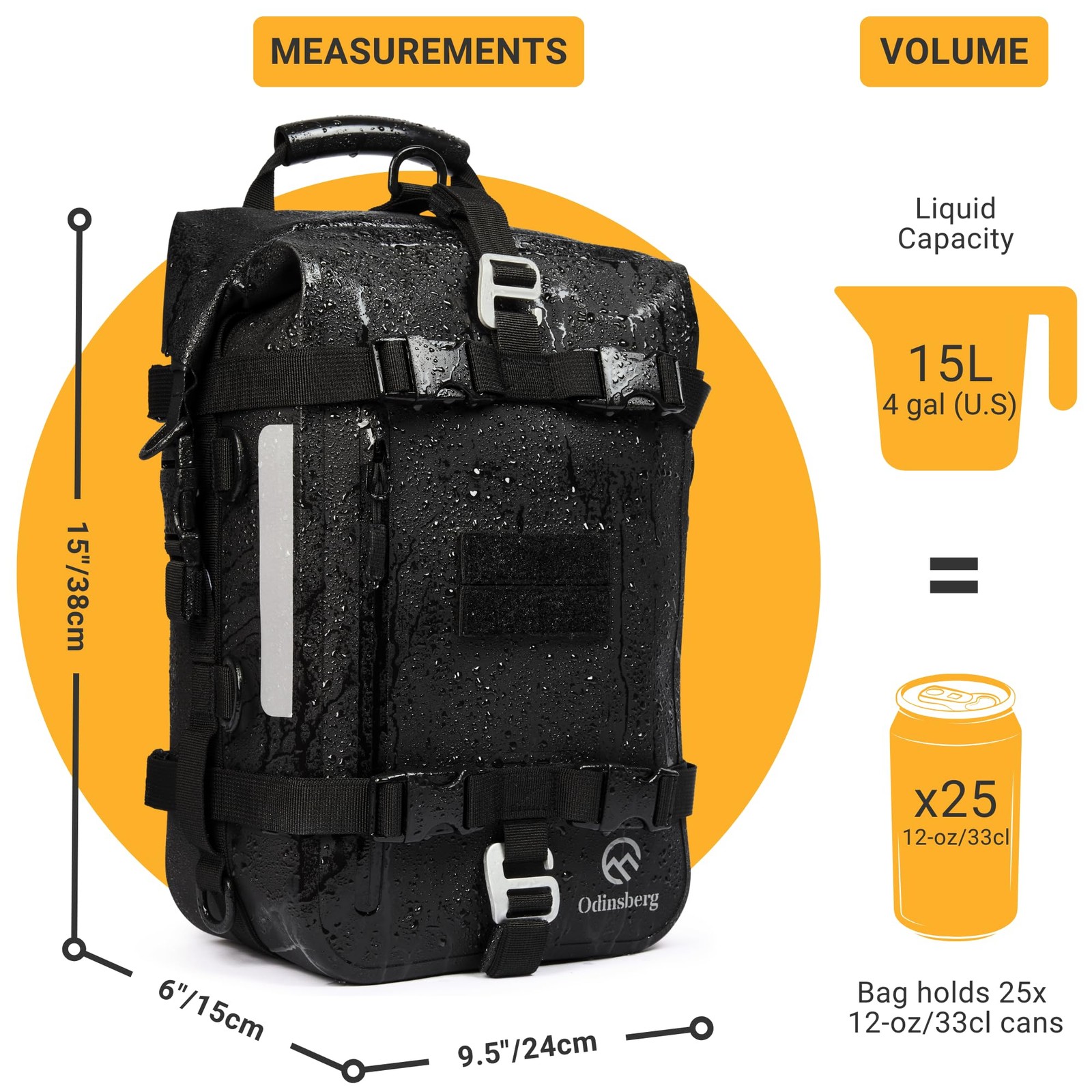 15L 100% Waterproof Motorcycle Tail Bag – All in one Dry Bag Saddlebag Pannie…