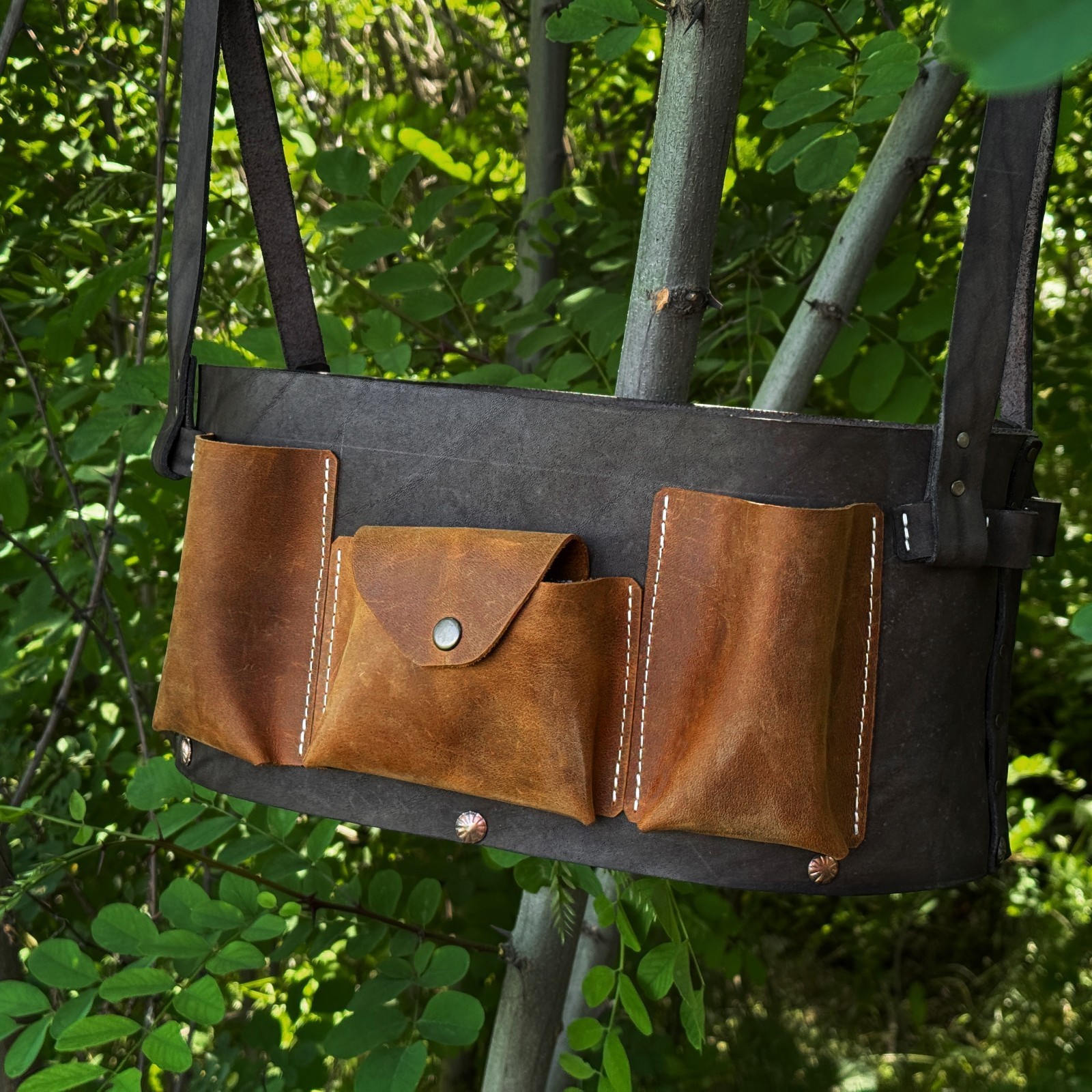 Genuine Leather Tool Organizer, Carry Bag for Woodworking and Garage Tools