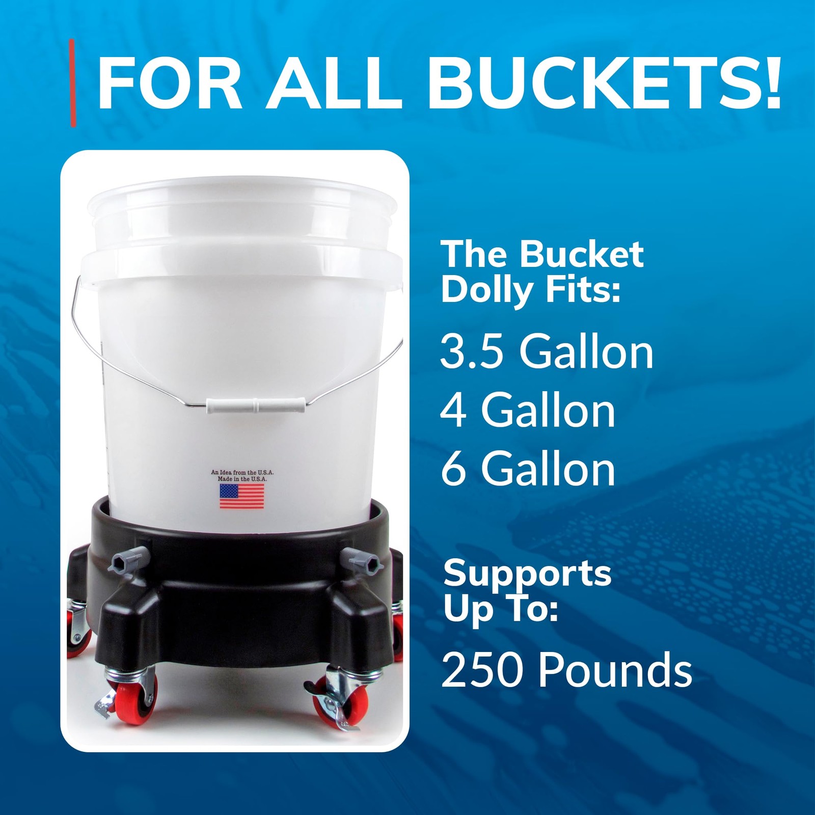 Bucket Dolly with Wheels – Rolling Detailing Wash Bucket with 5 Wheels and 2 …
