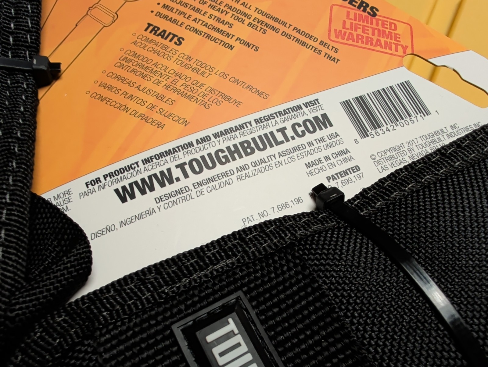 TOUGHBUILT GelFit ClipTech Suspenders TB-CT-51 Adjustable Chest Strap