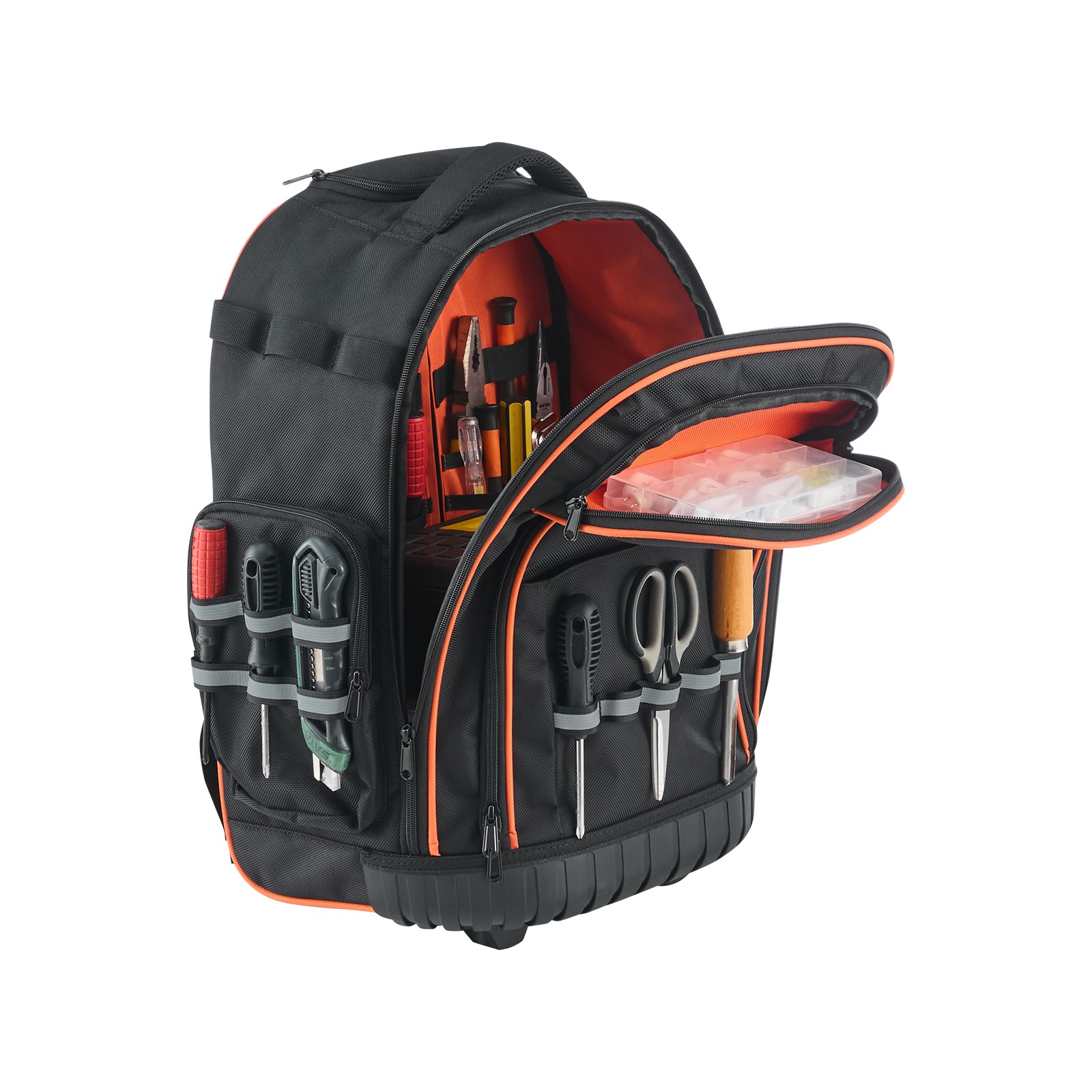 Uimoso Rolling Tool Backpack with 45 Pockets and Durable Wheels for Heavy Tools