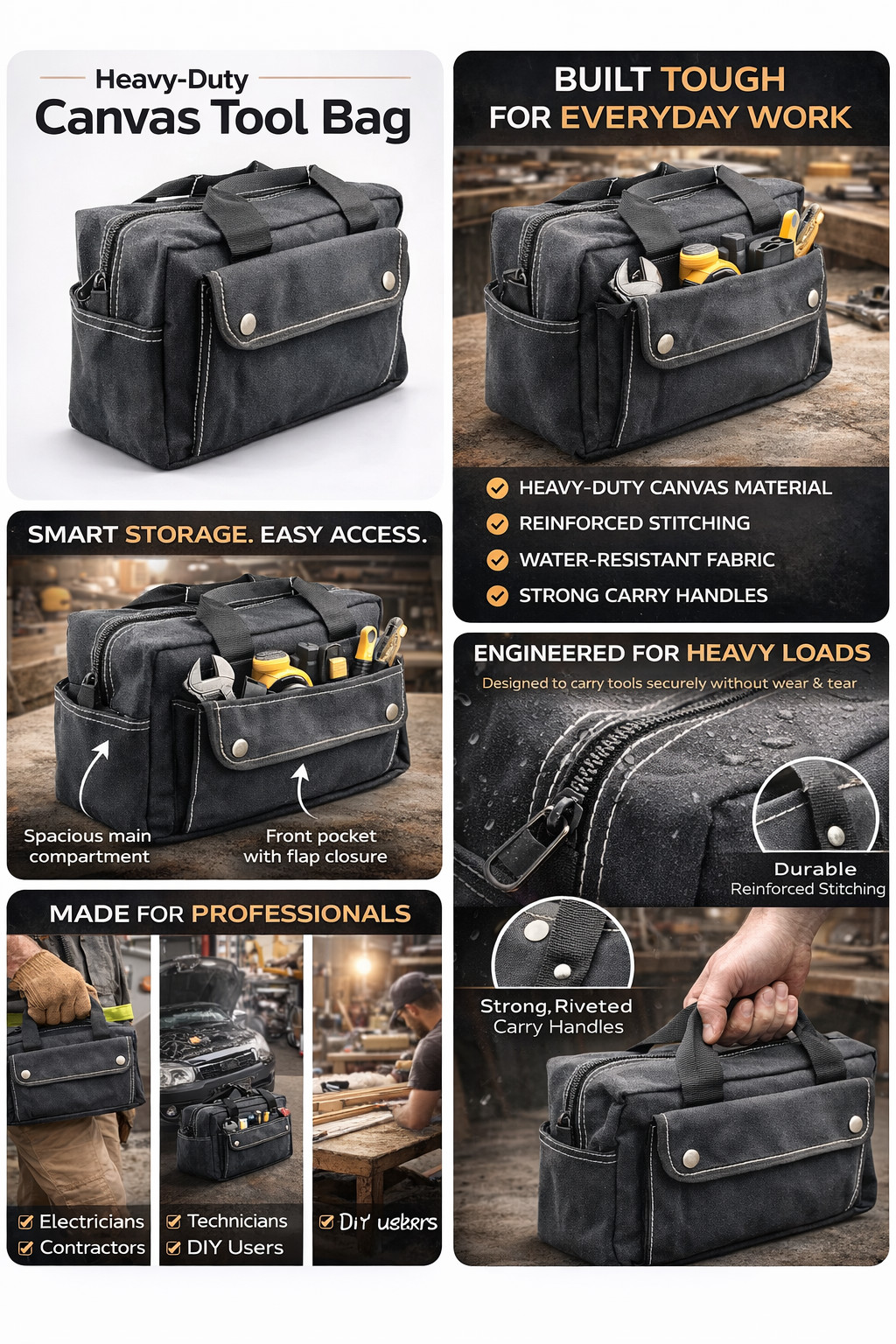 Canvas Military Duffle Bag Water-Resistant Double Zipper Heavy Duty-USA STOCK