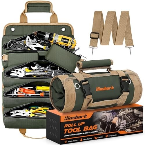 Roll Up Tool Bag Large Capacity Durable Polyester 12 Pocket Portable Organizer