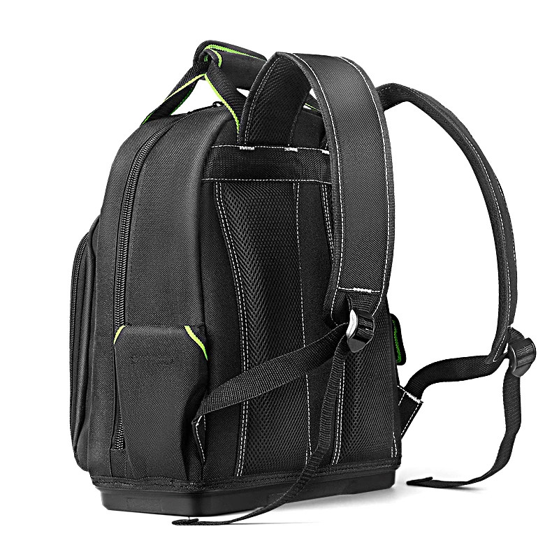 Tool Backpack with Plastic Bottom Organizer Electrician Professional Portable Co