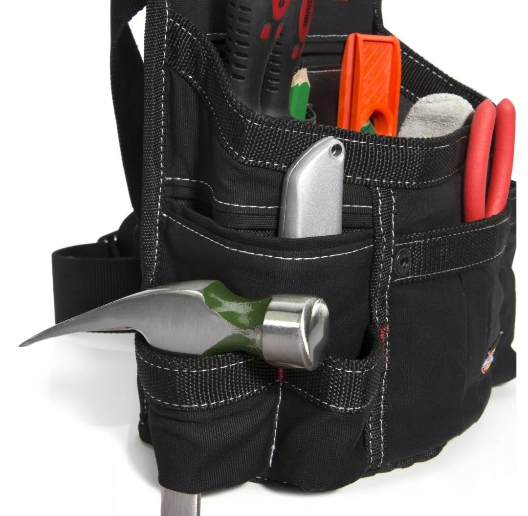 DICKIES Tool Belt Pouch 8 Pocket Webbing Reinforced Black 57054 *FREE SHIPPING*