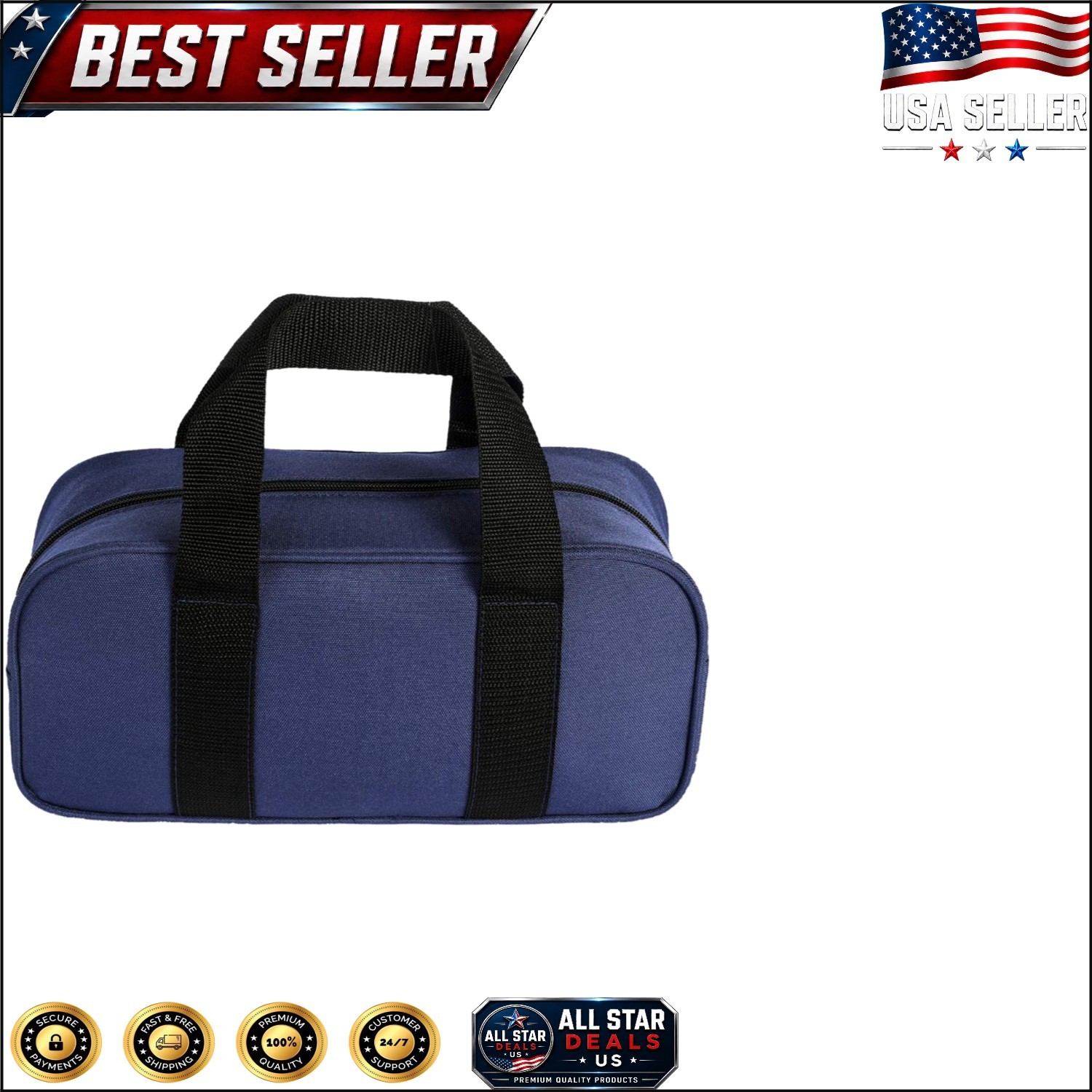 Durable Blue Tool Organizer Bag – Wide Open Mouth for Easy Access – 11.5″ x 5.5″