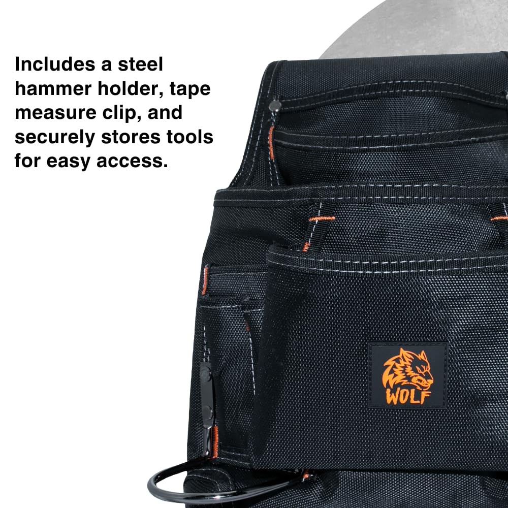 Carpenters Heavy Duty Ballistic 10Pocket Nail Tool Bag Handyman Contractor