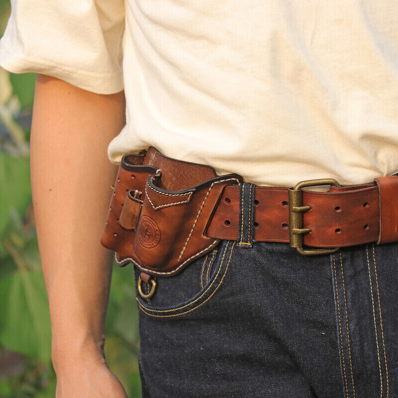 Leather EDC Multitool Pouch Flashlight Holder Knife Sheath Belt Holster-TOURBON