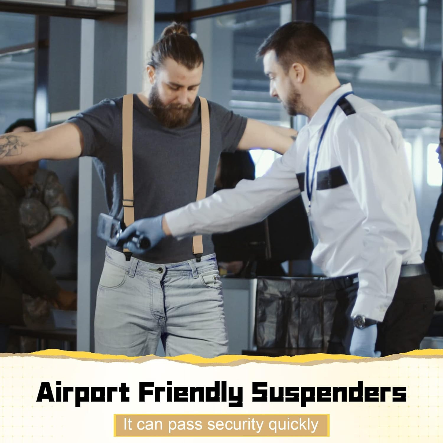 Men Hidden Undershirt Suspender Under Clothing Airport Friendly Strap Y 1.5in At