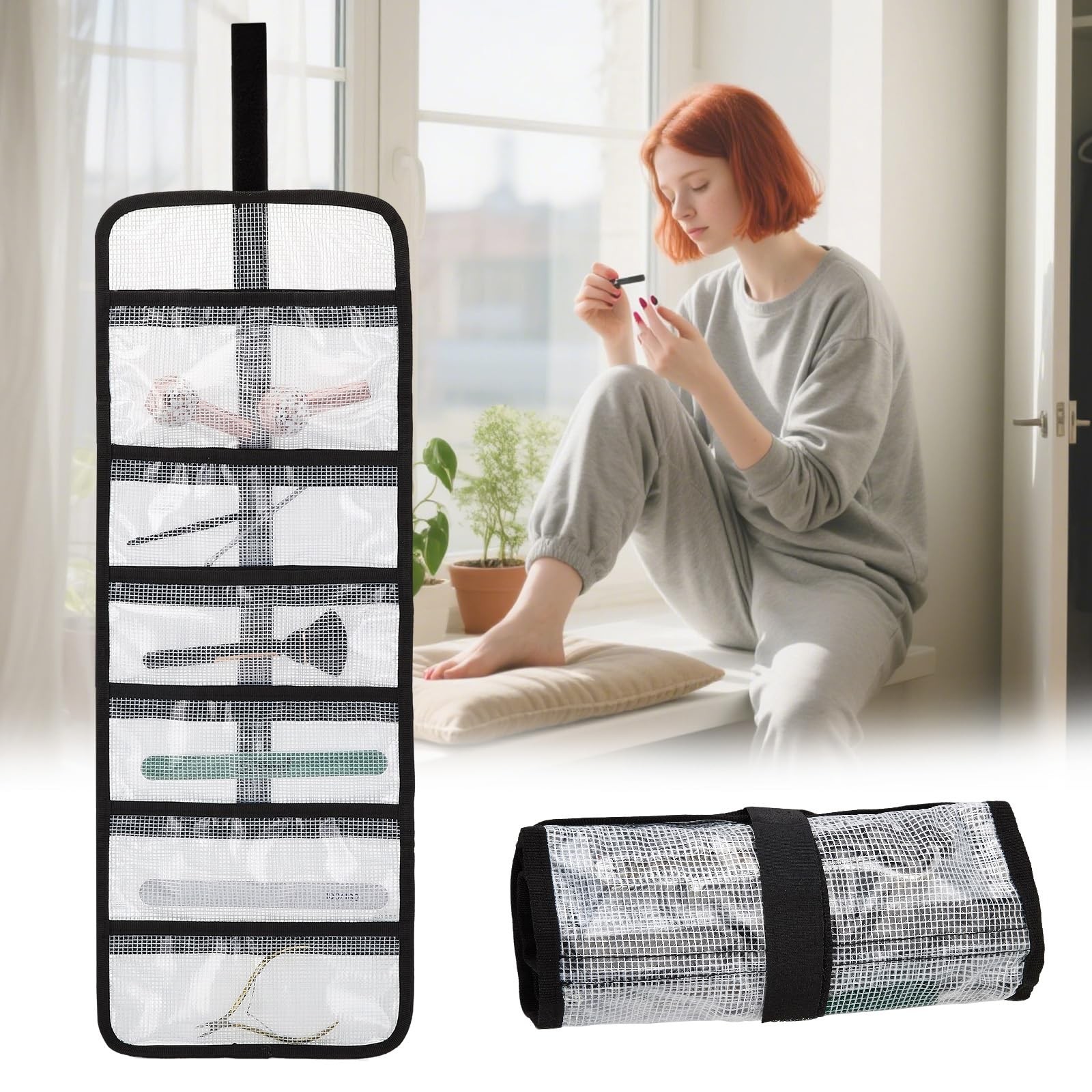 Small Roll Up Storage Bag, 6 Pockets Tool Kit, Suitable Small, 1-pack