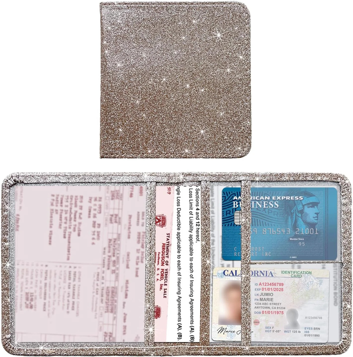 Premium Car Registration & Insurance Card Holder w/ Magnetic Shut for Documents